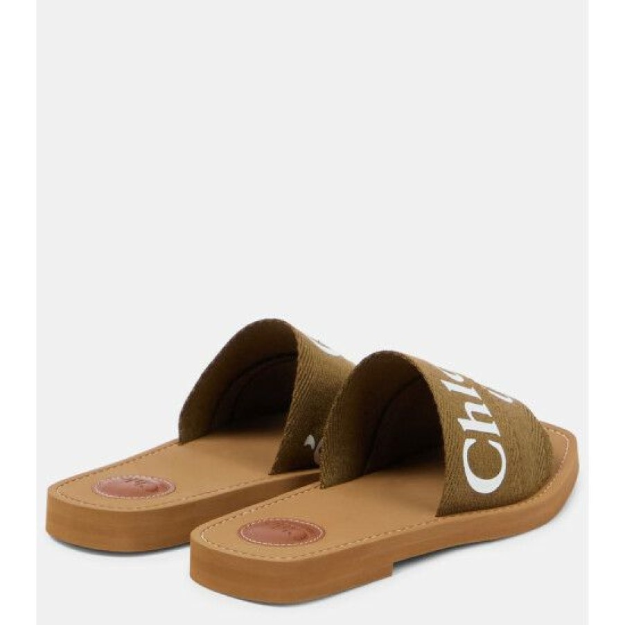 * Chloe Woody Canvas Slides Sandals