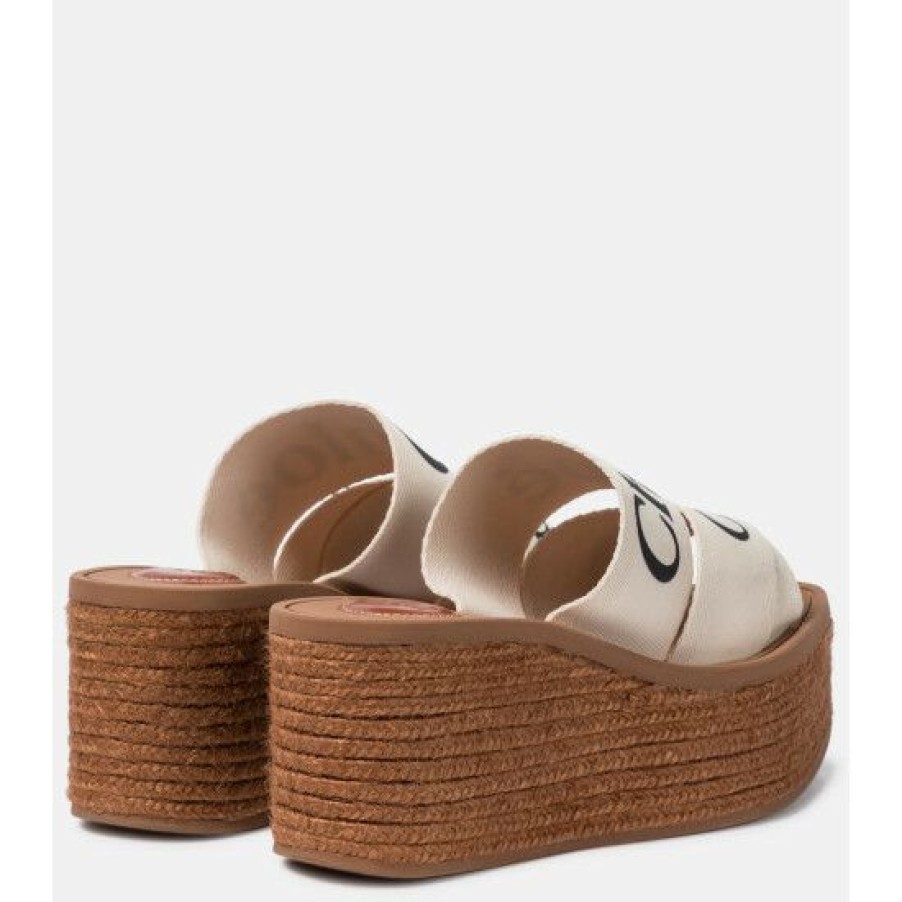 * Chloe Woody Canvas Platform Espadrille Sandals Sandals