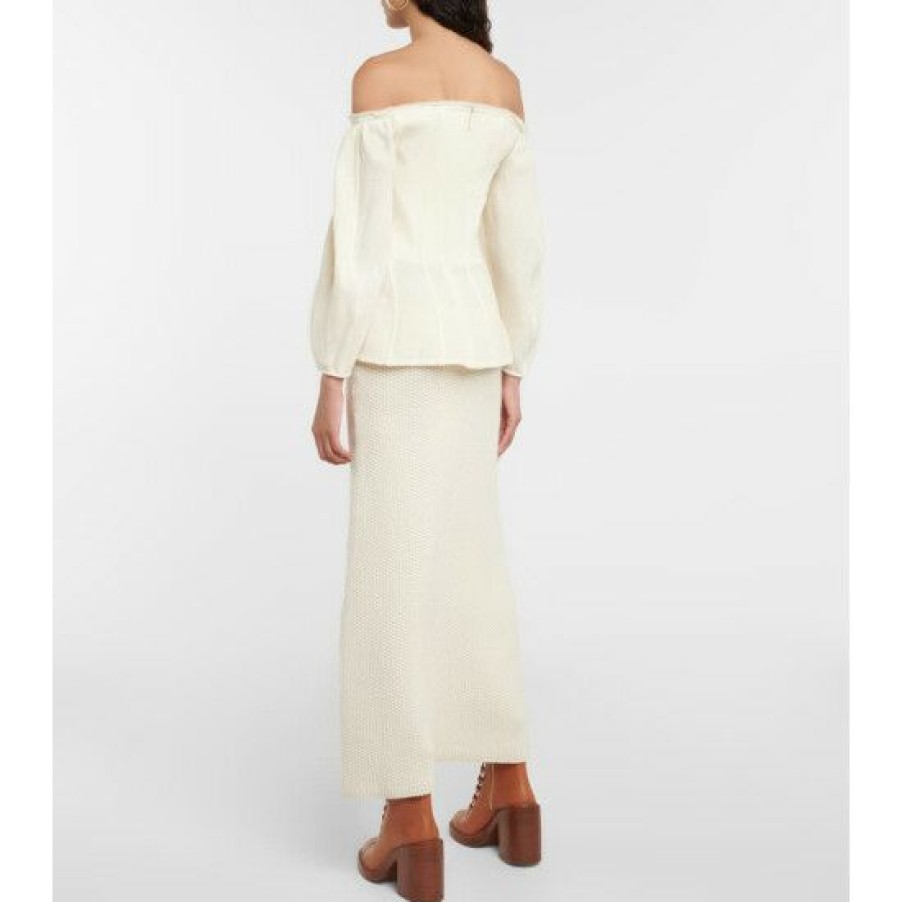 * Chloe Off-Shoulder Wool And Cashmere Blouse Tops