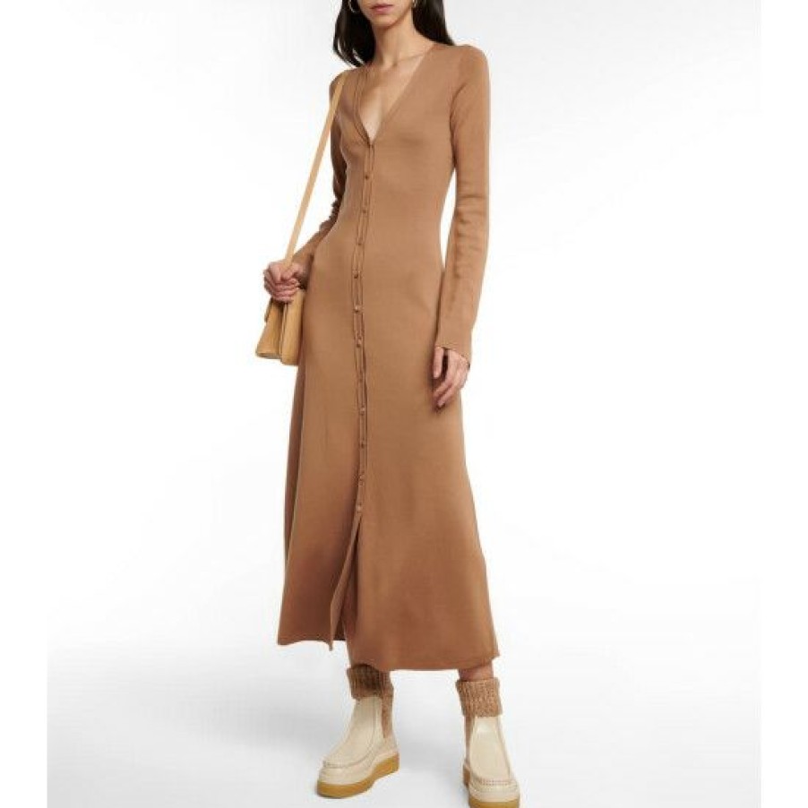 * Chloe Button-Down Wool Maxi Dress Dresses