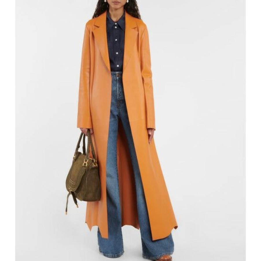 * Chloe Generous Leather Wrap Coat Coats