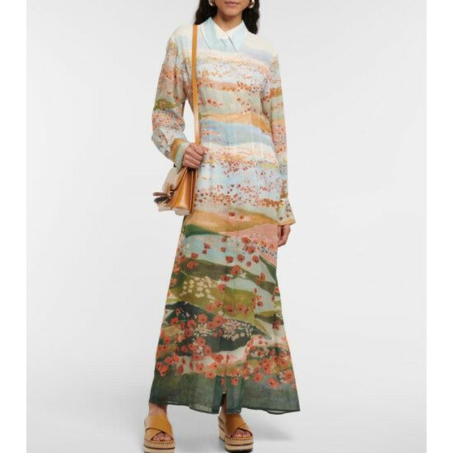 * Chloe Printed Virgin Wool Shirt Dress Dresses