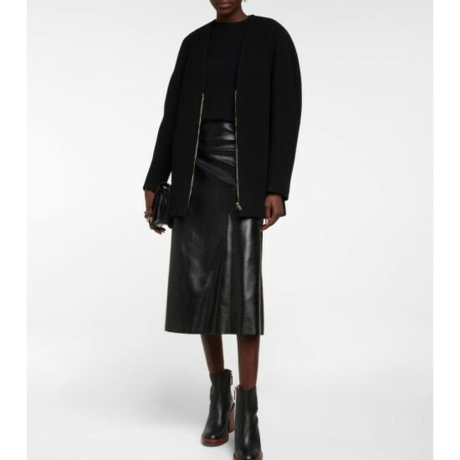 * Chloe Leather Midi Skirt Skirts