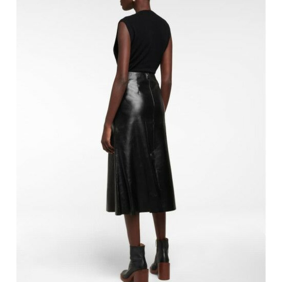 * Chloe Leather Midi Skirt Skirts