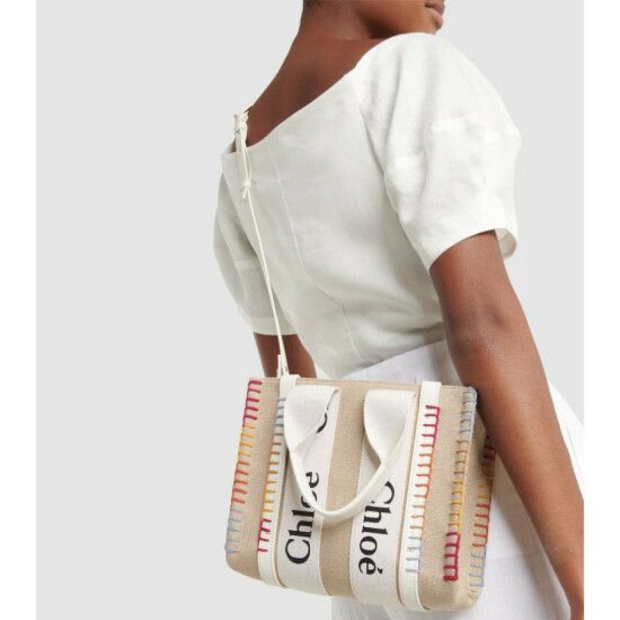 * Chloe Woody Small Embroidered Canvas Tote Tote Bags