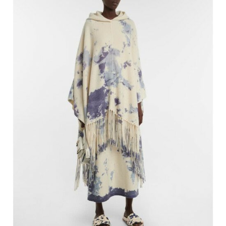 * Chloe Tie-Dye Cashmere Hooded Poncho Jackets