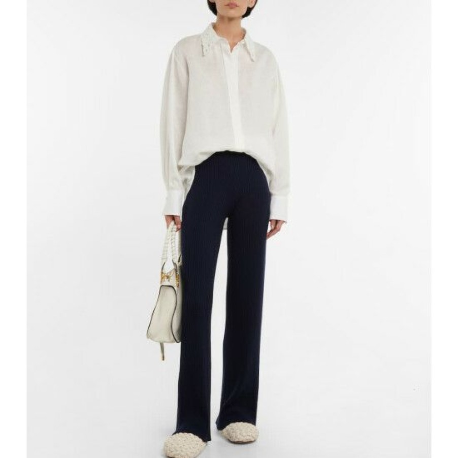 * Chloe Wool And Cashmere Ribbed-Knit Pants Pants