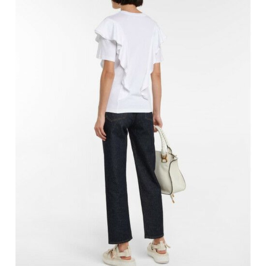 * Chloe Ruffled Cotton-Blend Jersey T-Shirt Tops