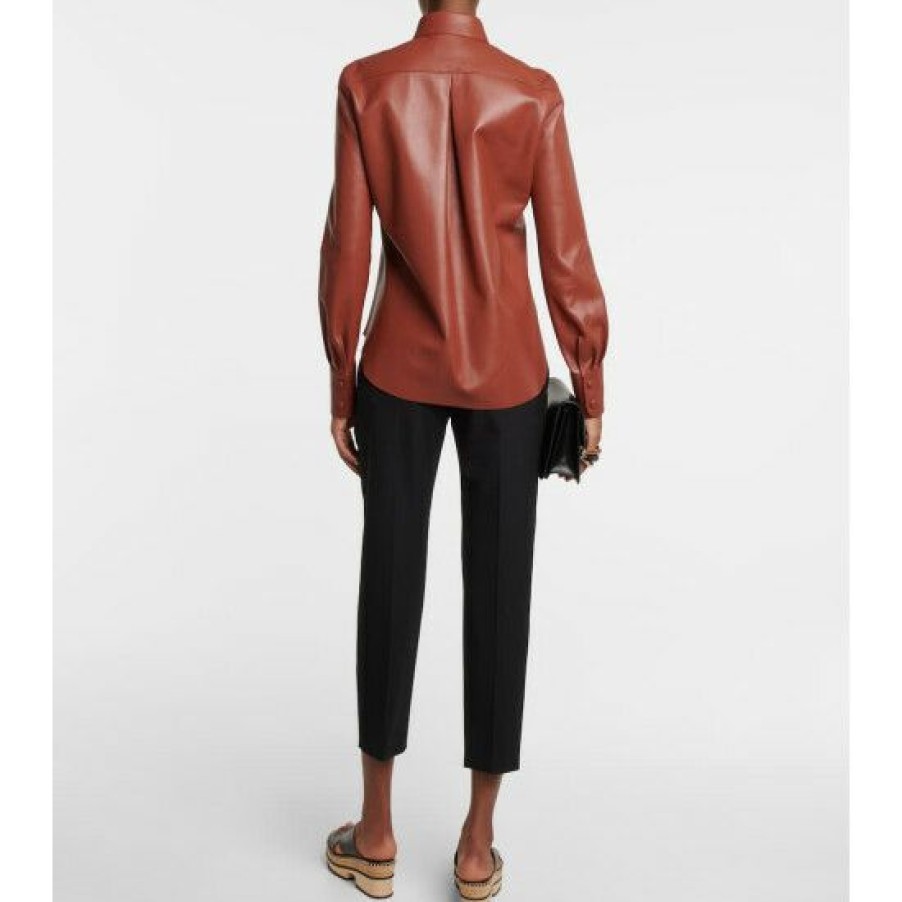 * Chloe Laser-Cut Leather Shirt Tops