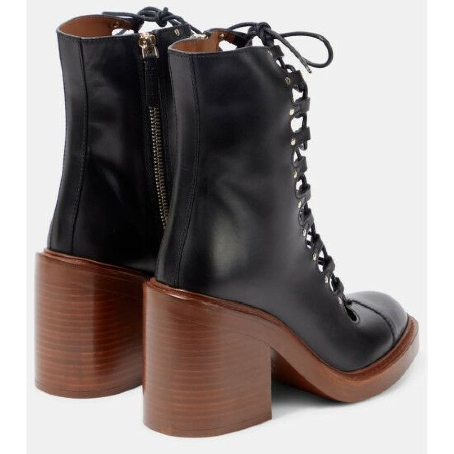 * Chloe Lace-Up Leather Ankle Boots Ankle Boots