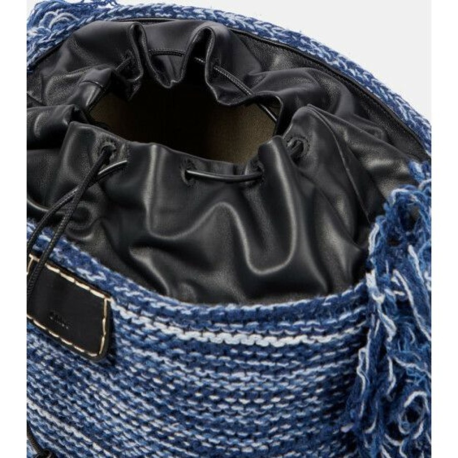 * Chloe Jorge Striped Cashmere-Blend Bucket Bag Shoulder Bags