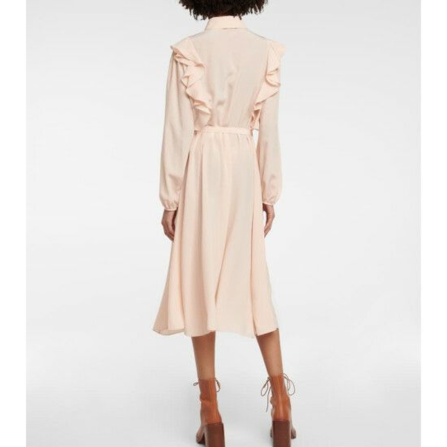 * Chloe Ruffled Silk Shirt Dress Dresses