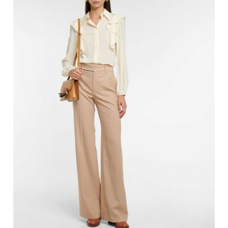 * Chloe Mid-Rise Straight Wool-Blend Pants Pants