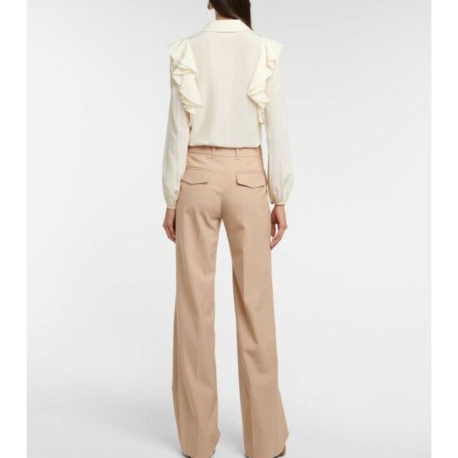 * Chloe Mid-Rise Straight Wool-Blend Pants Pants