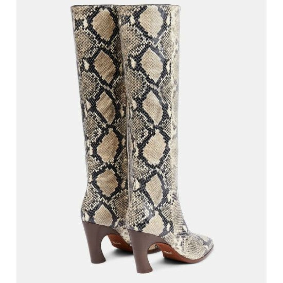 * Chloe Oli Snake-Effect Leather Knee-High Boots Boots