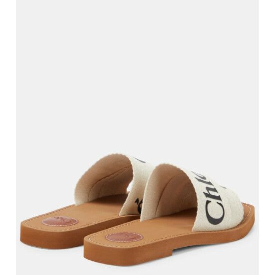 * Chloe Woody Canvas Slides Sandals