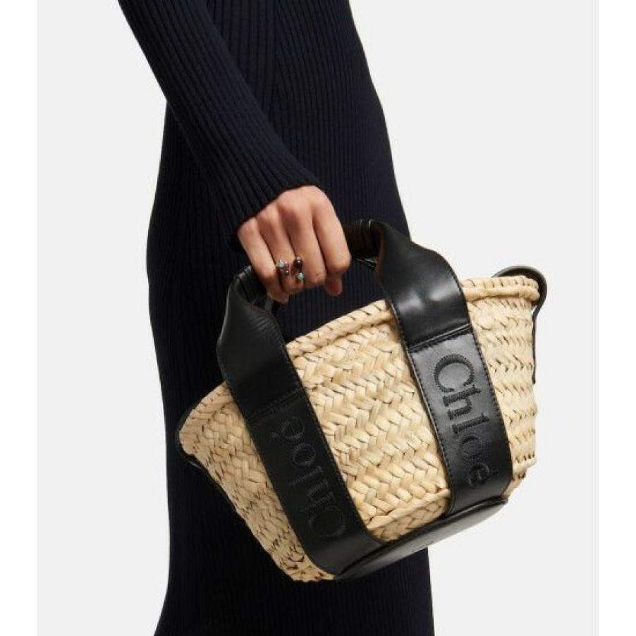 * Chloe Sense Mini Raffia Tote Bag Tote Bags