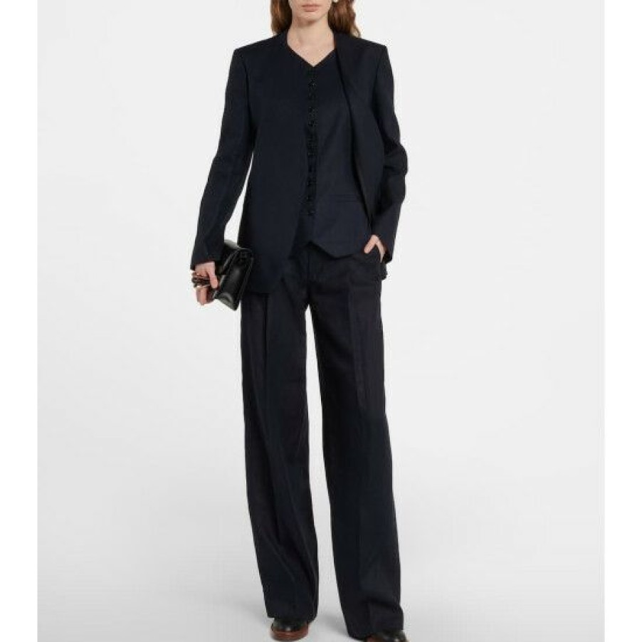 * Chloe Wide-Leg Linen Drill Pants Pants