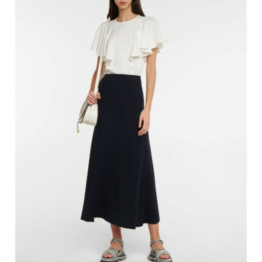 * Chloe Wool High-Rise Midi Skirt Skirts