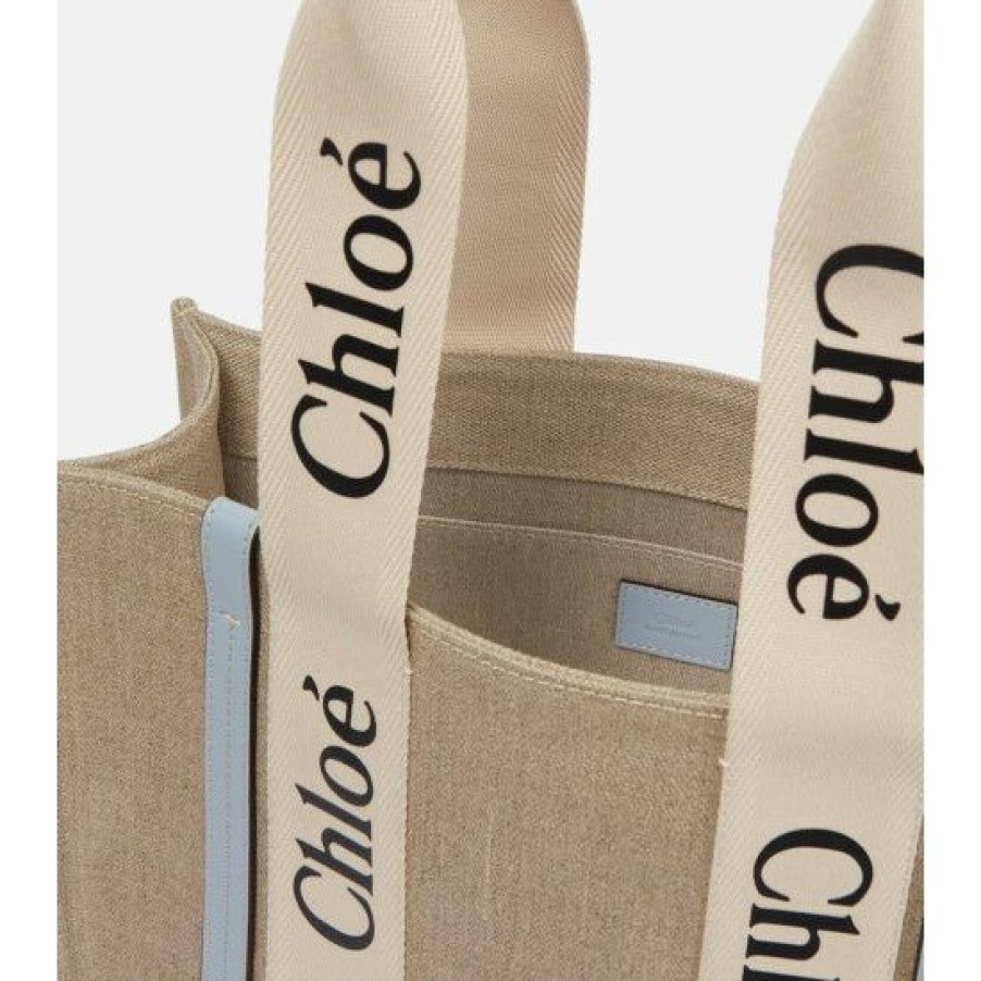 * Chloe Woody Medium Canvas Tote Bag Tote Bags