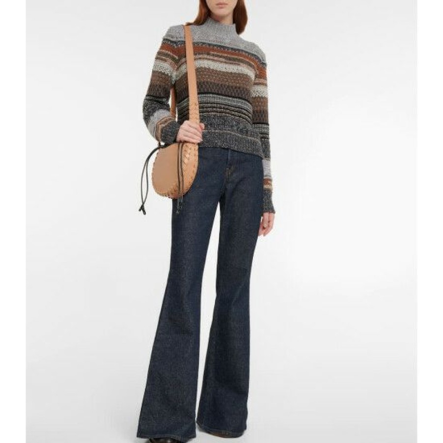 * Chloe Cashmere And Linen Striped Sweater Knitwear