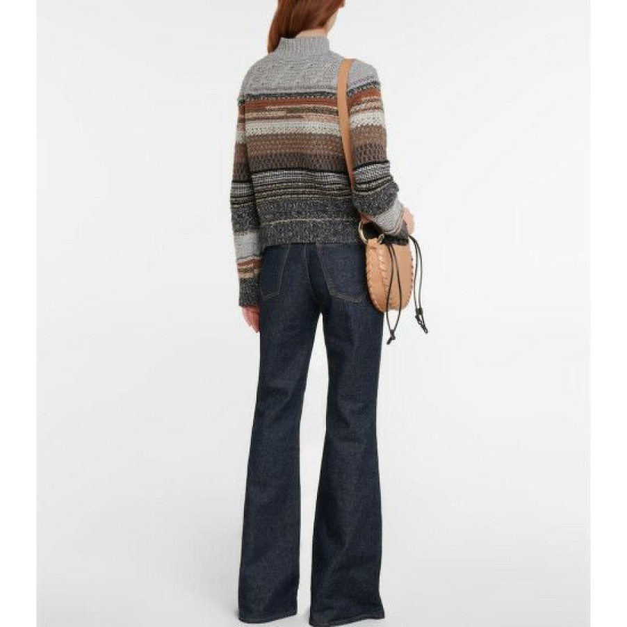 * Chloe Cashmere And Linen Striped Sweater Knitwear