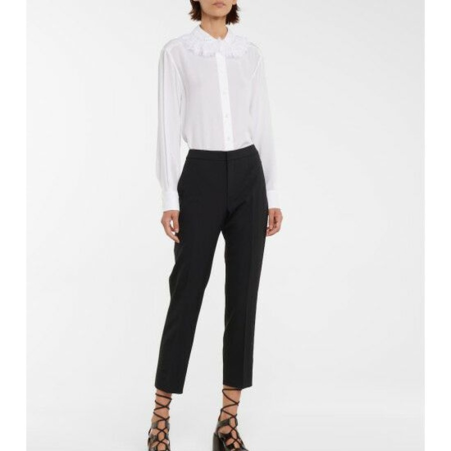 * Chloe High-Rise Slim Wool-Blend Pants Pants