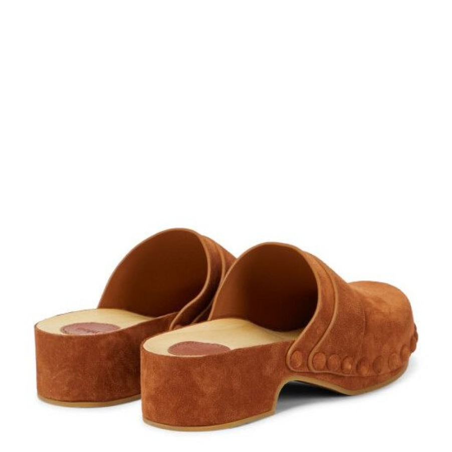 * Chloe Joy Suede Clogs Flat Shoes