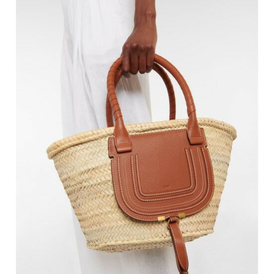 * Chloe Marcie Medium Raffia Basket Bag Tote Bags