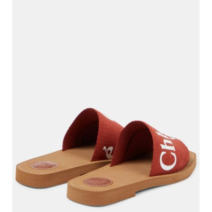 * Chloe Woody Canvas Slides Sandals