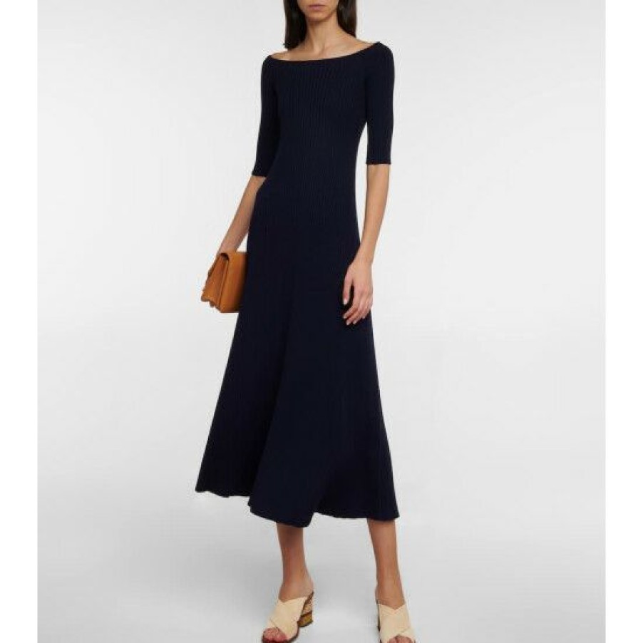 * Chloe Off-Shoulder Wool-Blend Maxi Dress Dresses