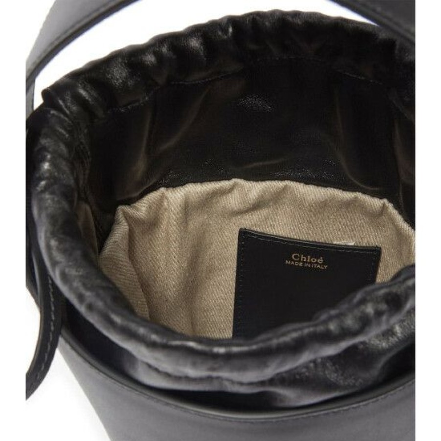 * Chloe Logo-Embroidered Leather Bucket Bag Shoulder Bags