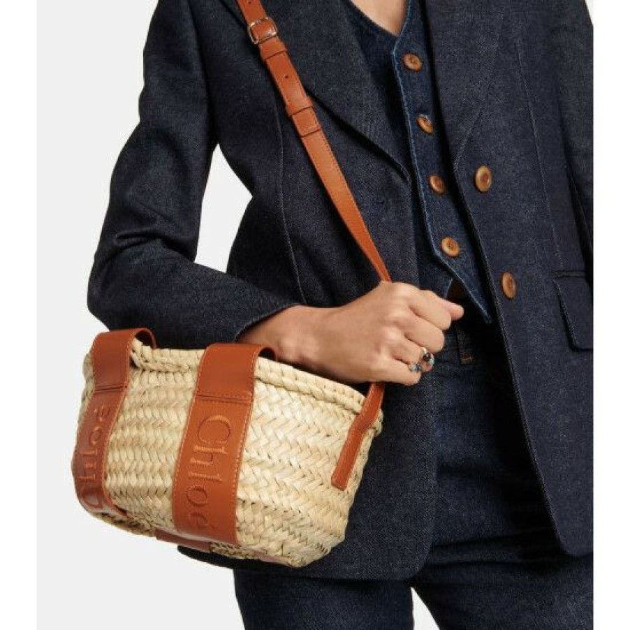 * Chloe Sense Mini Raffia Tote Bag Tote Bags