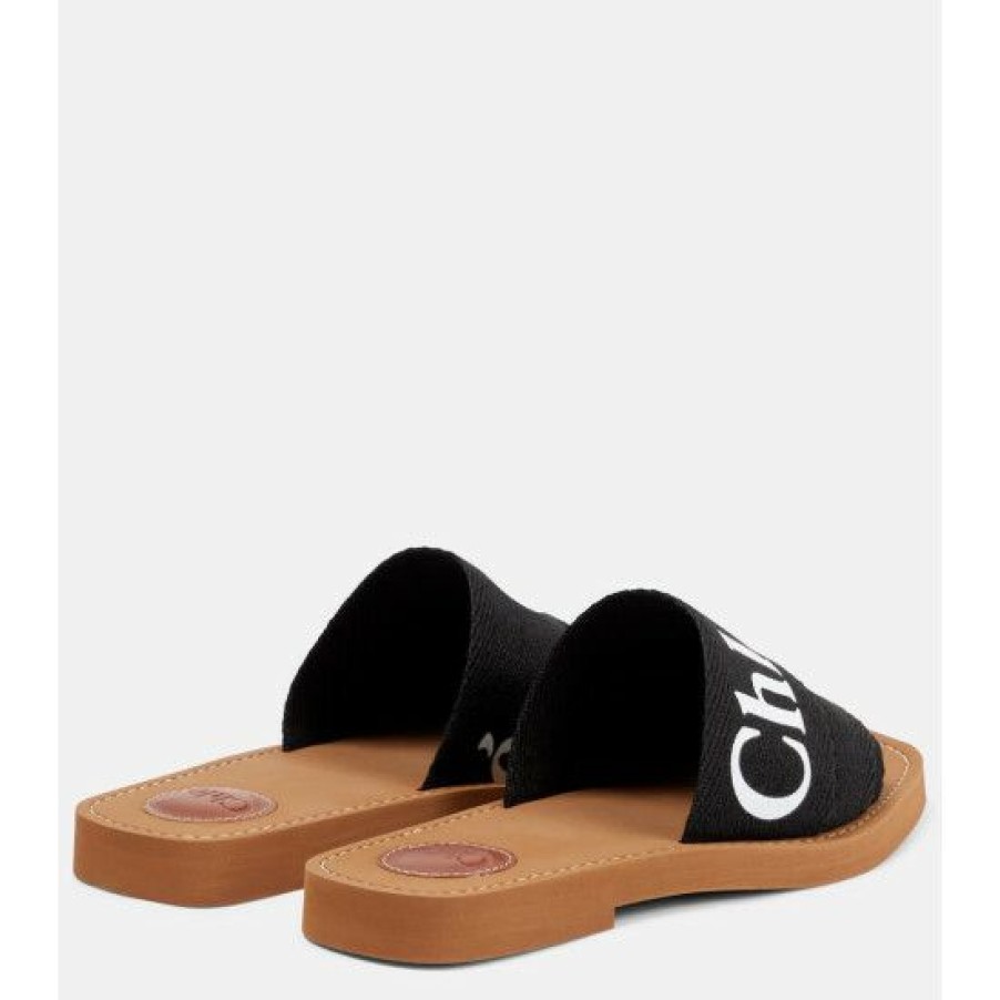 * Chloe Woody Canvas Slides Sandals