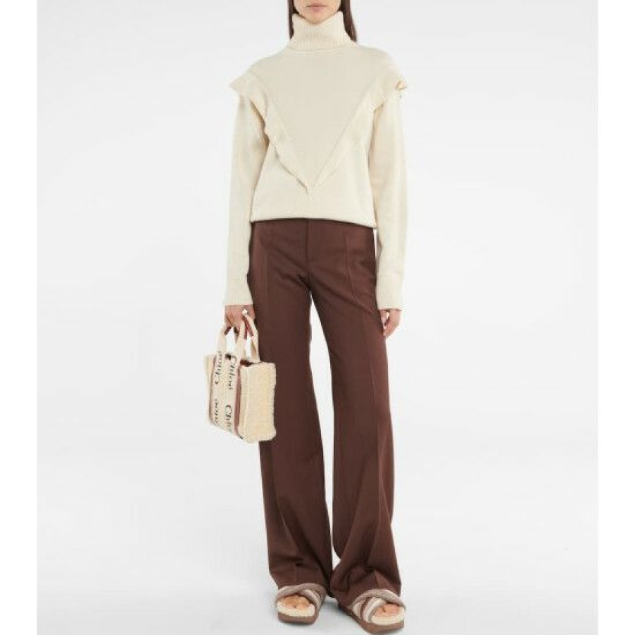 * Chloe Ruffle-Trimmed Turtleneck Sweater Knitwear