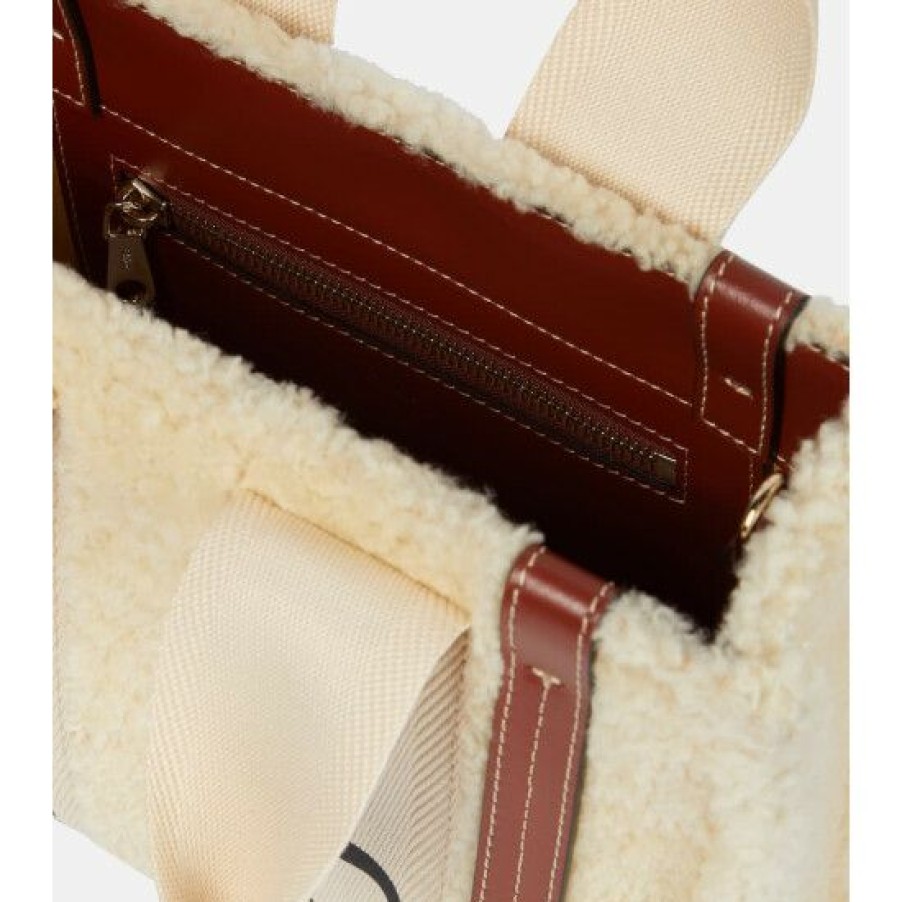 * Chloe Woody Small Shearling And Leather Tote Tote Bags