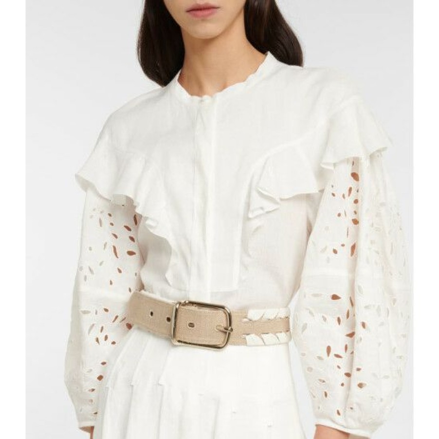 * Chloe Joe Woven Leather And Linen Belt Belts