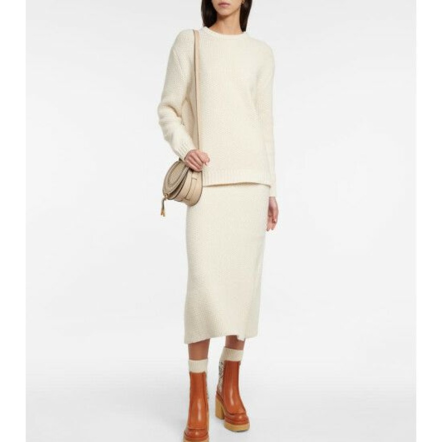 * Chloe Knitted Cashmere Midi Skirt Skirts