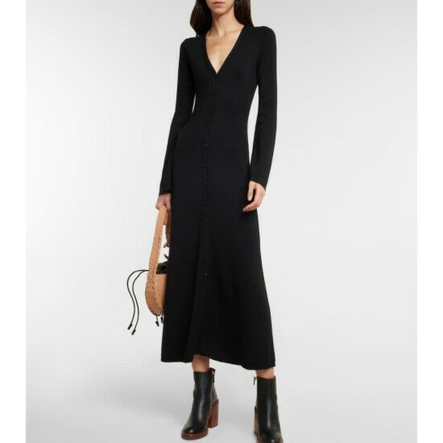 * Chloe Button-Down Wool Maxi Dress Dresses