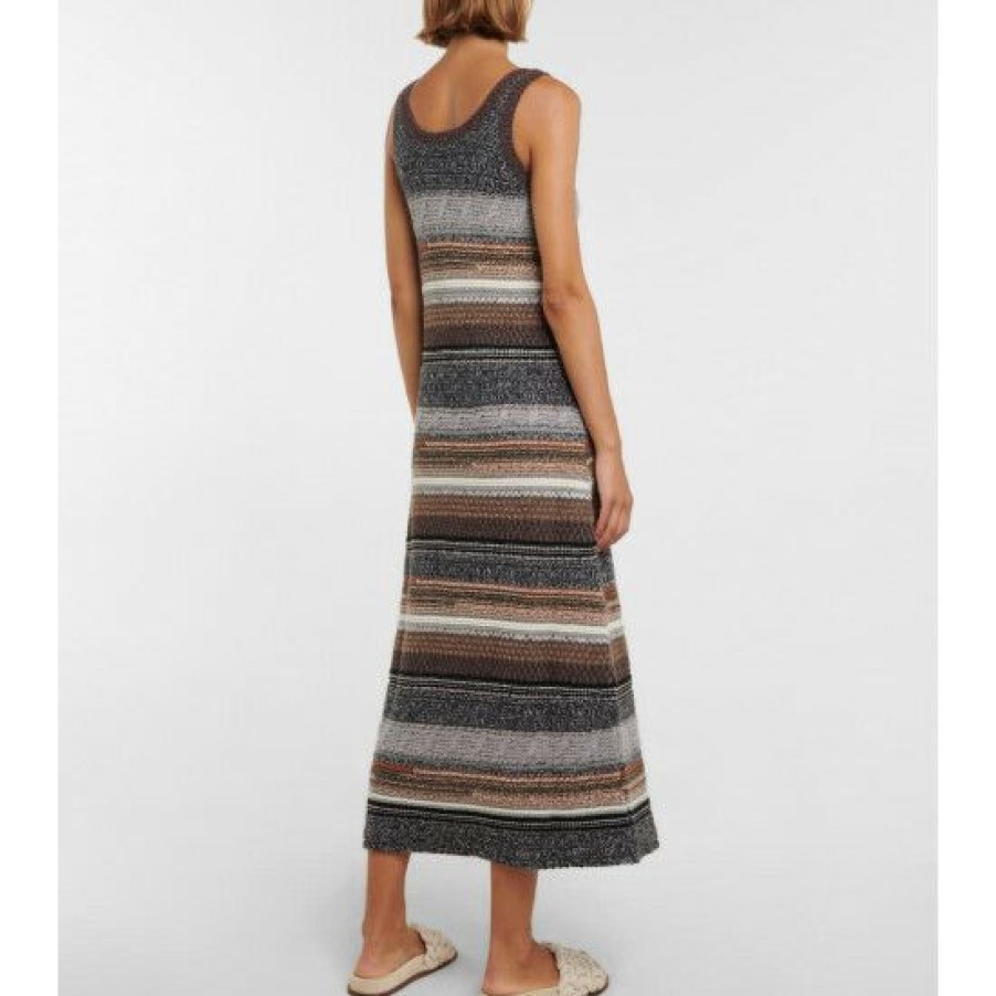 * Chloe Striped Cashmere And Wool Midi Dress Dresses