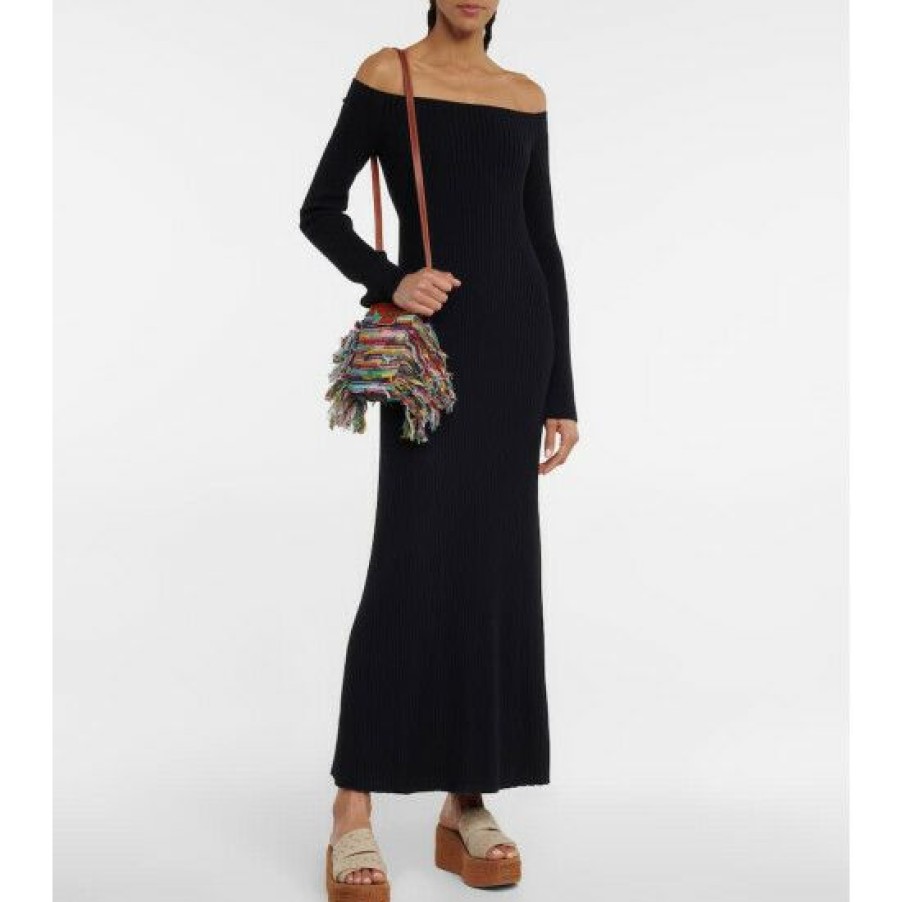 * Chloe Off-Shoulder Wool-Blend Maxi Dress Tops