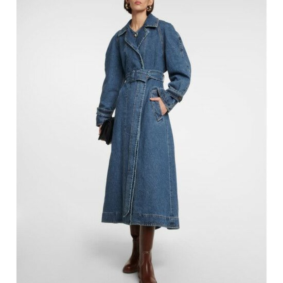 * Chloe Belted Denim Coat Coats