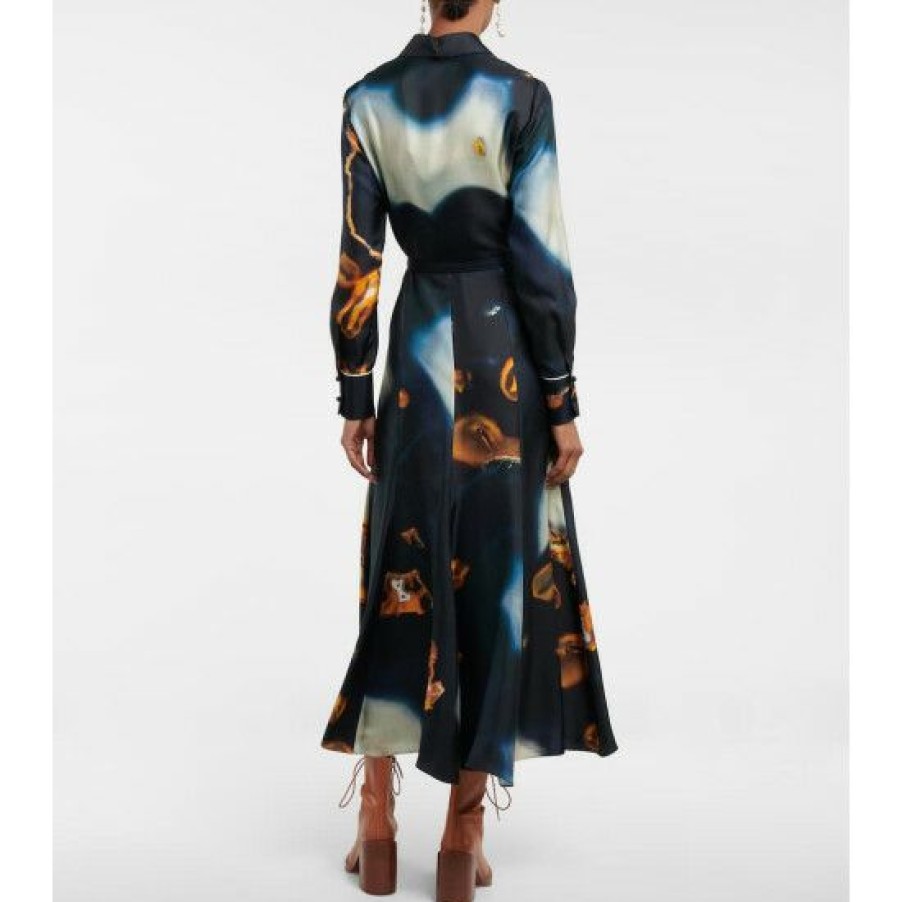 * Chloe Printed Silk Twill Midi Dress Dresses