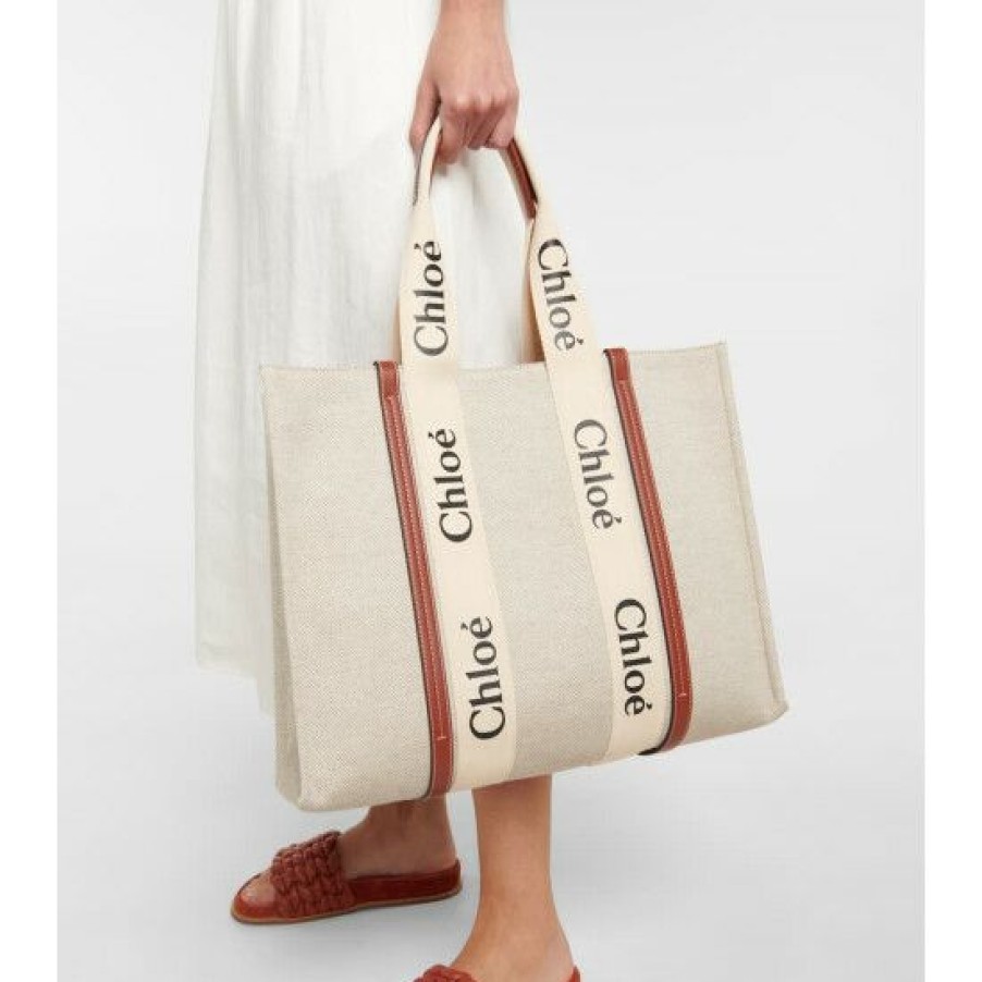 * Chloe Woody Large Canvas Tote Tote Bags