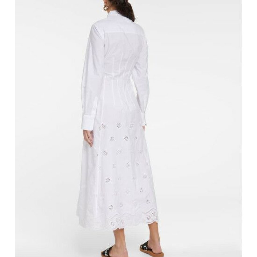 * Chloe Embroidered Midi Shirt Dress Dresses