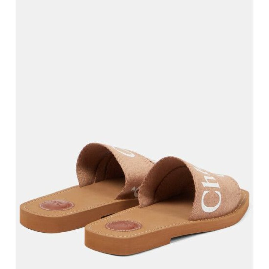 * Chloe Woody Canvas Slides Sandals