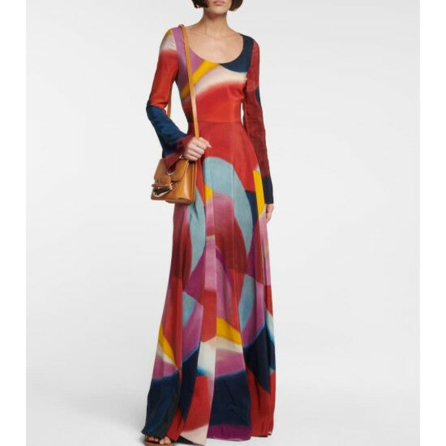 * Chloe Printed Silk Maxi Dress Dresses