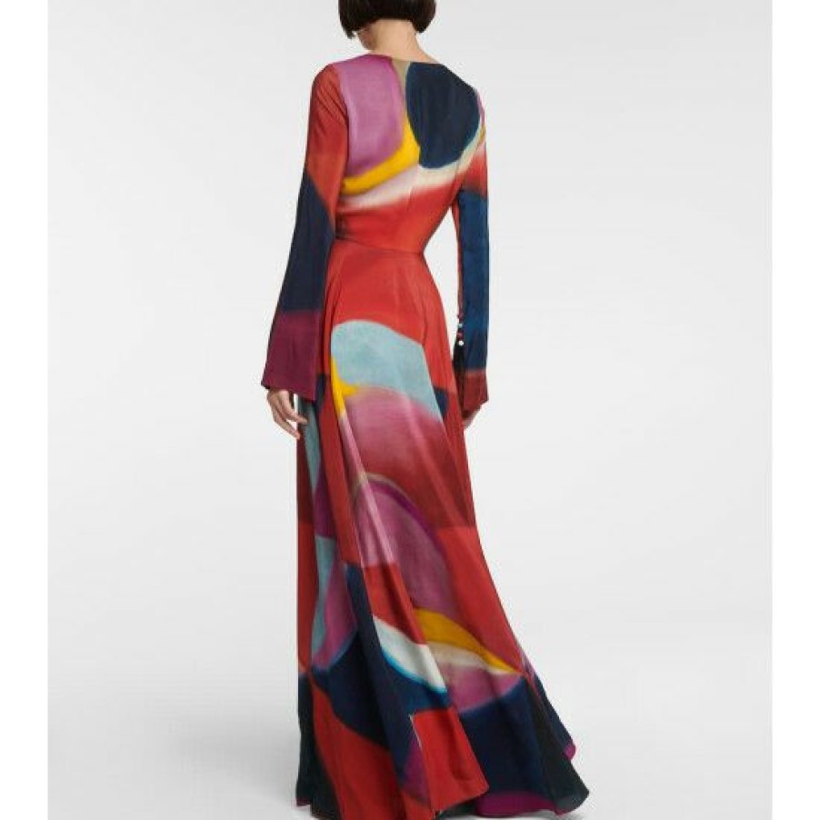 * Chloe Printed Silk Maxi Dress Dresses