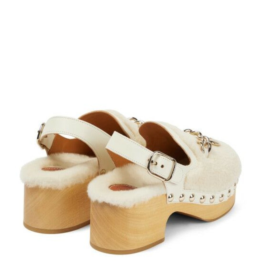 * Chloe Ninna Embellished Teddy Clogs Flat Shoes