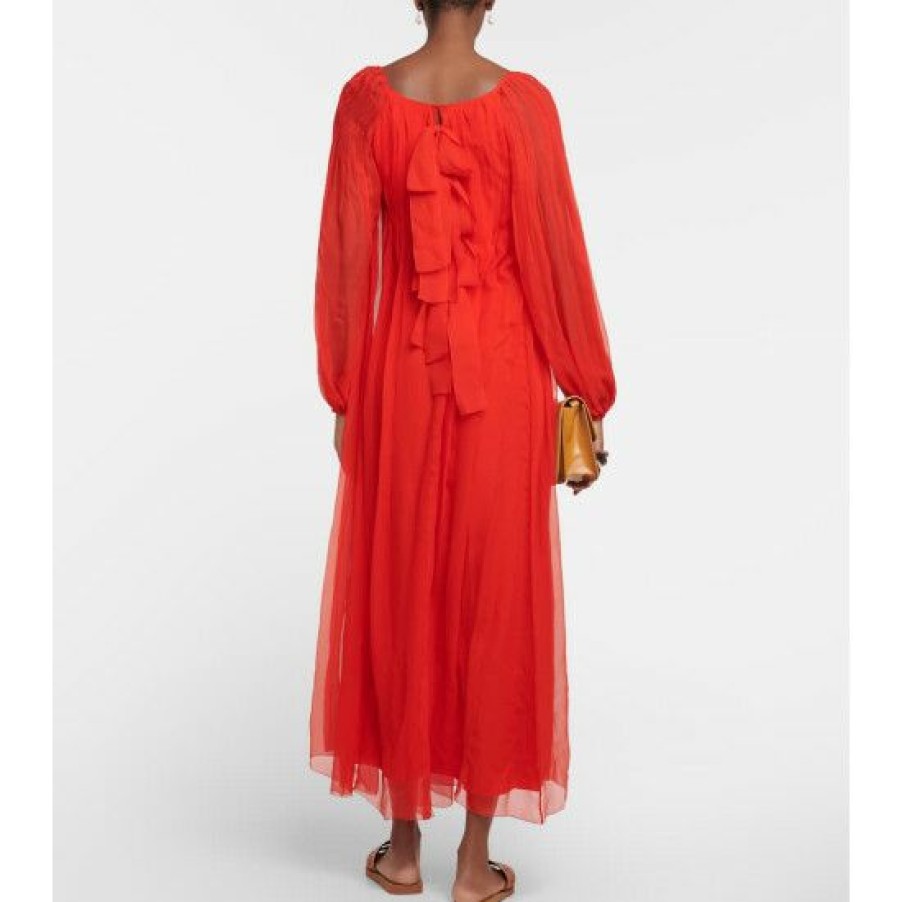 * Chloe Pleated Silk Mousseline Maxi Dress Dresses